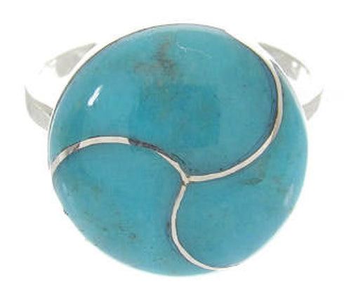 Turquoise Inlay Silver Jewelry Ring Size 4-1/2 AX87674