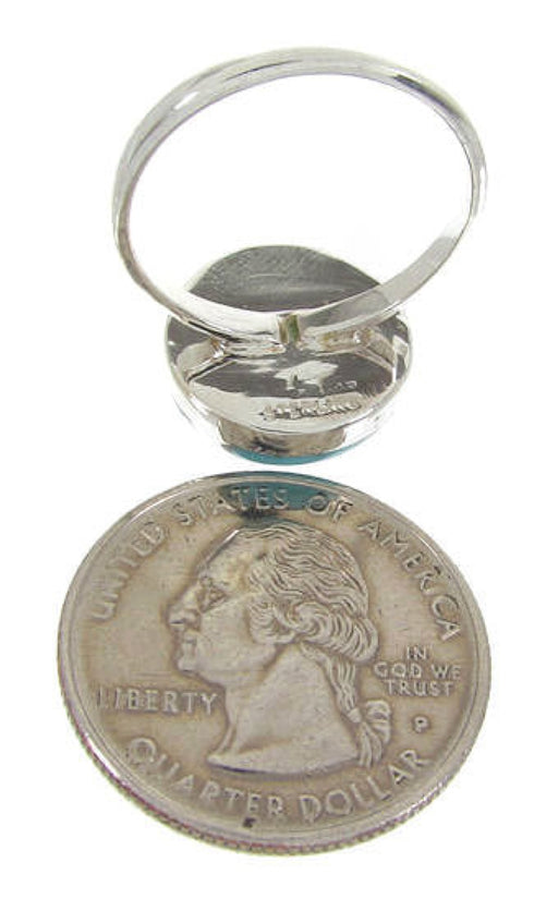 Turquoise Inlay Silver Jewelry Ring Size 4-1/2 AX87674