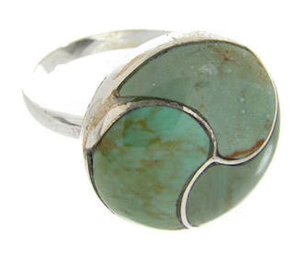 Southwest Silver Turquoise Inlay Jewelry Ring Size 4-1/2 YS63492