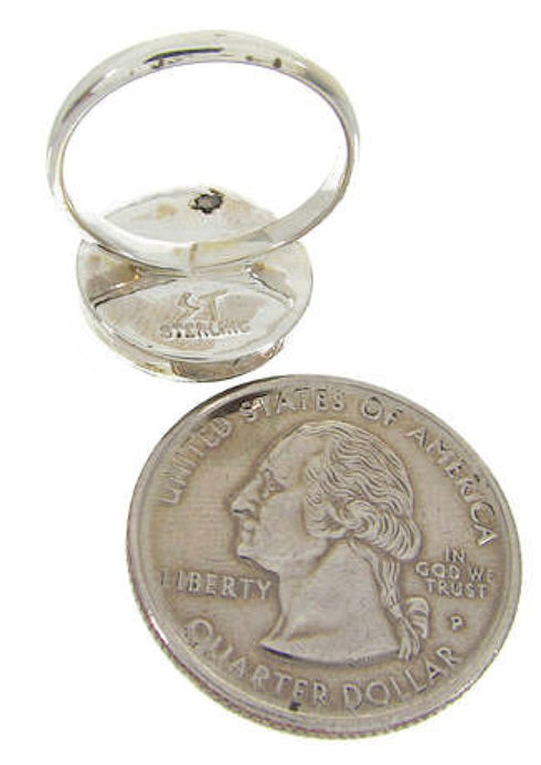 Southwest Silver Turquoise Inlay Jewelry Ring Size 4-1/2 YS63492