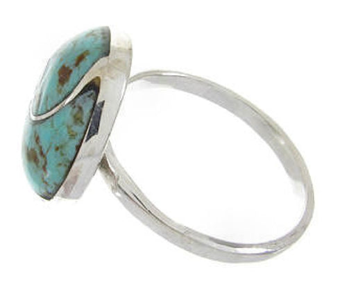 Southwestern Turquoise Inlay Sterling Silver Ring Size 5-1/2 YS63537