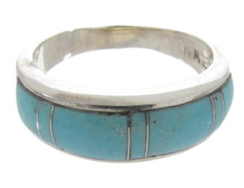 Sterling Silver And Turquoise Inlay Ring Size 5-3/4  DW62923