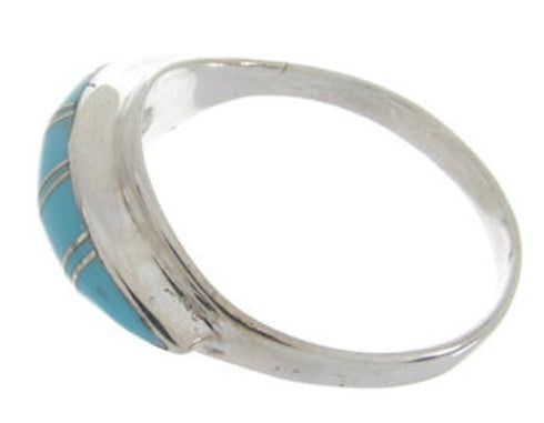 Sterling Silver Turquoise Inlay Ring Size 5-3/4 Jewelry AS52452