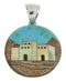 Multicolor Silver Native American Village Design Pendant YS63120