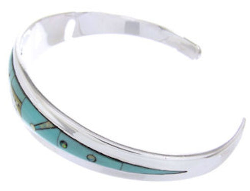 Silver Multicolor Native American Village Design Cuff Bracelet YS66683