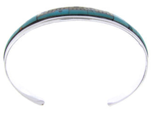 Silver Native American Village Design Multicolor Cuff Bracelet YS66684