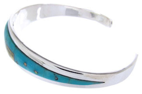 Silver Native American Village Design Multicolor Cuff Bracelet YS66685