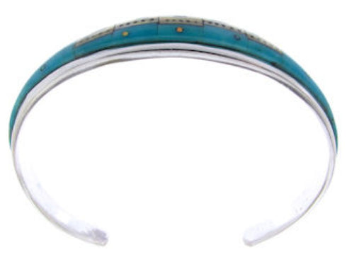 Silver Native American Village Design Multicolor Cuff Bracelet YS66685