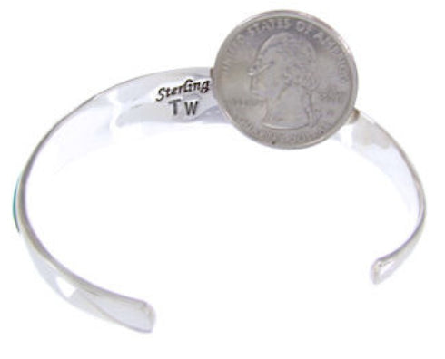 Silver Native American Village Design Multicolor Cuff Bracelet YS66685