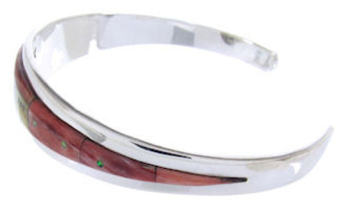 Silver Multicolor Native American Design Cuff Bracelet YS66679