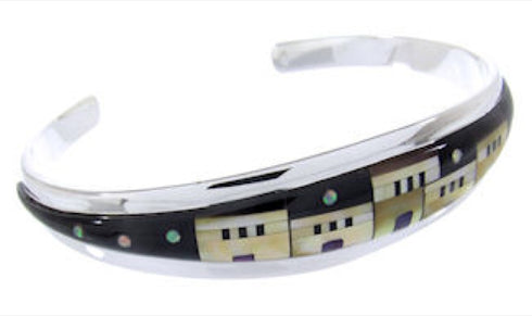 Multicolor Silver Native American Design Cuff Bracelet YS66670