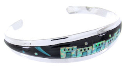 Multicolor Silver Native American Village Design Cuff Bracelet YS66673