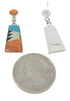 Southwest Multicolor Inlay Silver Post Dangle Earrings FS62359