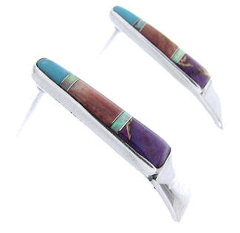Southwestern Sterling Silver Multicolor Earrings PS63334