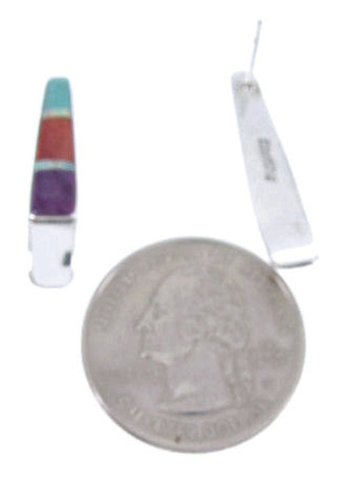 Sterling Silver Multicolor Inlay Post Southwestern Earrings PS63340