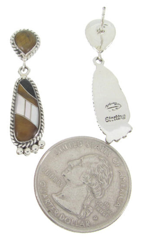 Sterling Silver Multicolor Inlay Southwest Earrings PS63104