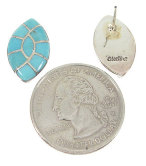 Authentic Sterling Silver And Turquoise Jewelry Post Earrings RS46435