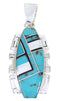 Sterling Silver Turquoise Jet Inlay Pendant Jewelry JW66034