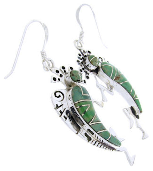 Kokopelli Turquoise Inlay Genuine Silver Earrings JW66695