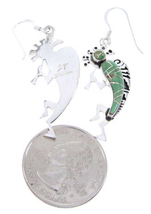 Kokopelli Turquoise Inlay Genuine Silver Earrings JW66695