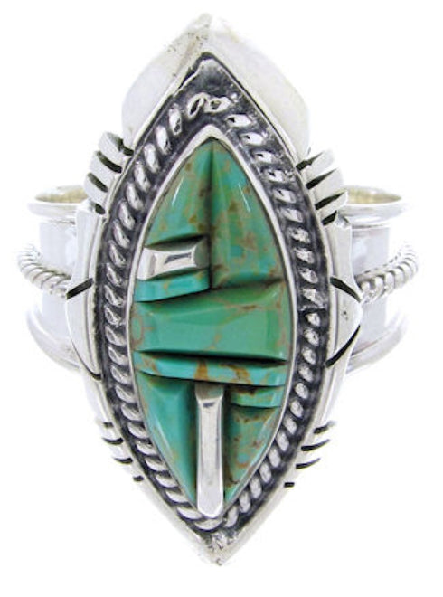 Southwestern Turquoise Inlay Jewelry Ring Size 6-3/4 BW66781