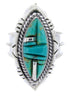 Southwest Sterling Silver Turquoise Inlay Ring Size 7-3/4 BW66788