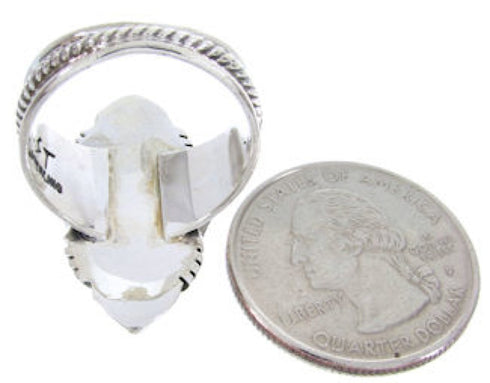 Southwest Sterling Silver Turquoise Inlay Ring Size 7-3/4 BW66788