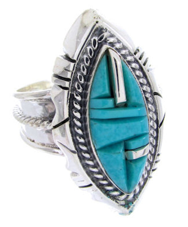 Genuine Steling Silver Turquoise Inlay Jewelry Ring Size 8-3/4 BW66981