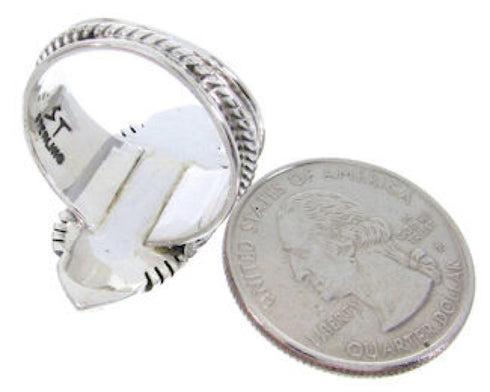 Southwest Turquoise Coral Inlay Jewelry Ring Size 4-3/4 BW67011