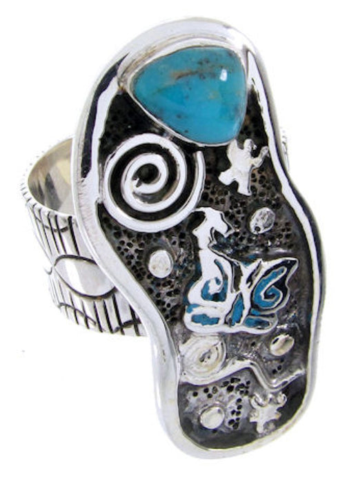 Silver Southwest Jewelry Turquoise Butterfly Ring Size 6-1/2 MW66852