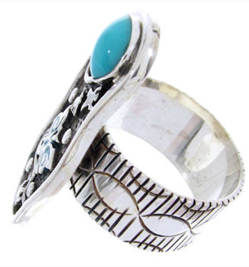 Turquoise Butterfly Silver Southwestern Ring Size 7-3/4 MW66866