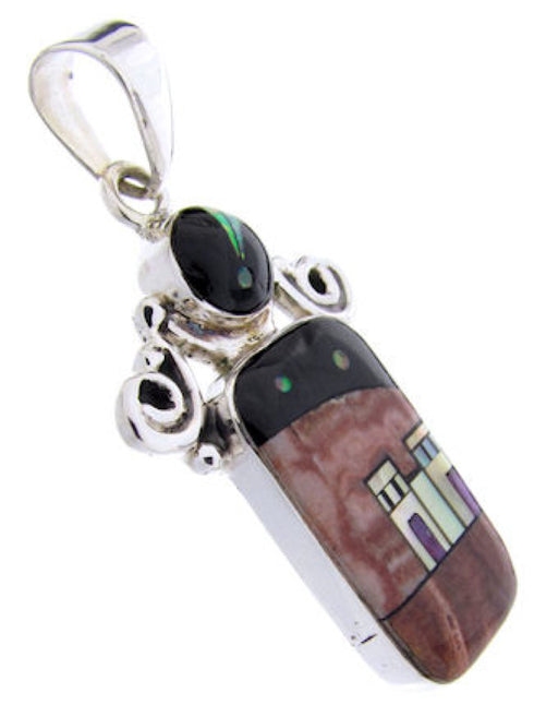 Multicolor Native American Pueblo Or Village Design Pendant YS67074