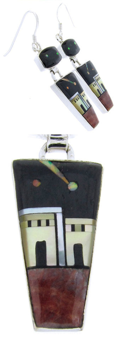 Sterling Silver Multicolor Native American Design Earrings YS67100