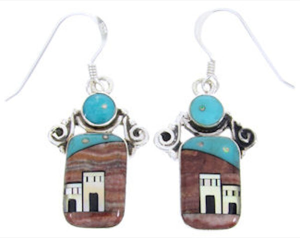 Multicolor Sterling Silver Native American Design Earrings YS67108