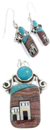 Multicolor Sterling Silver Native American Design Earrings YS67108