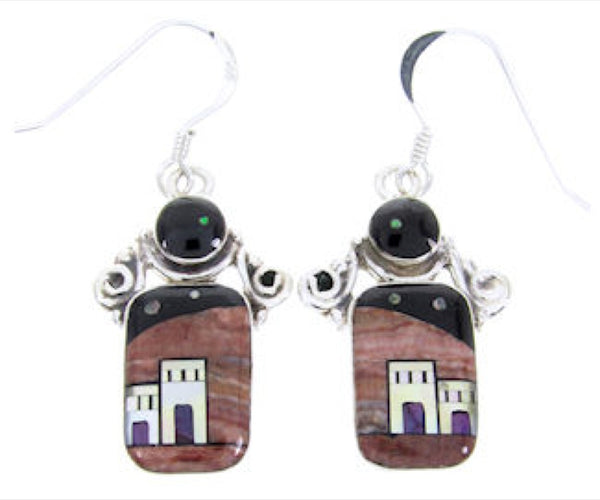 Multicolor Sterling Silver Native American Design Earrings YS67109
