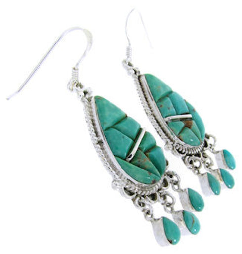 Southwest Turquoise Sterling Silver Jewelry Hook Earrings MW66572