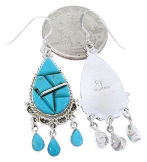 Turquoise Jewelry Southwest Silver Hook Dangle Earrings MW66592