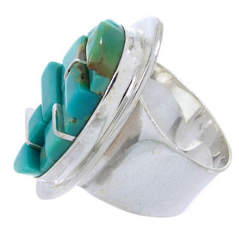 Sterling Silver And Turquoise Jewelry Inlay Ring Size 6 YS68833
