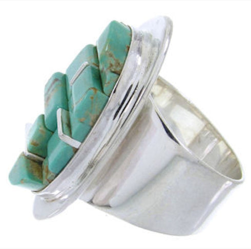 Silver Jewelry Turquoise Inlay Ring Size 6-3/4 YS68837