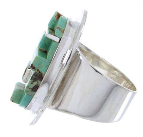 Turquoise Inlay Sterling Silver Ring Size 8-1/4 YS68839