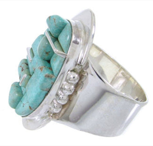 Turquoise And Silver Jewelry Ring Size 8-1/4 YS68846