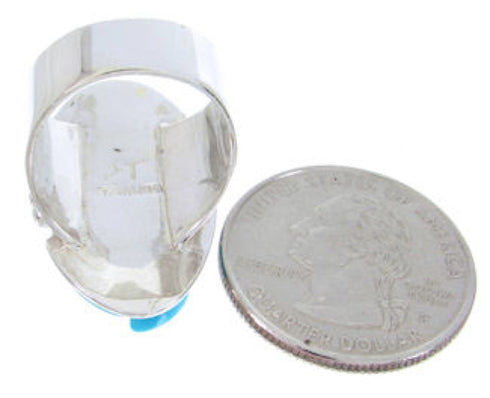 Turquoise Inlay And Silver Southwest Jewelry Ring Size 4-1/2 YS68808