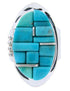 Southwest Sterling Silver Turquoise Inlay Ring Size 4-3/4 FX93605