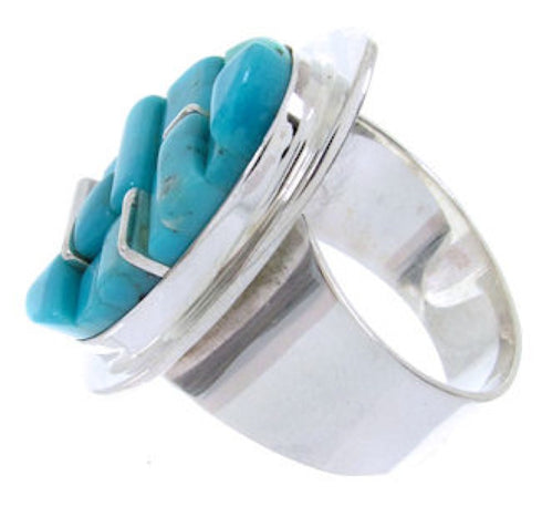 Sterling Silver Turquoise Inlay Jewelry Ring Size 7-1/2 FX93618