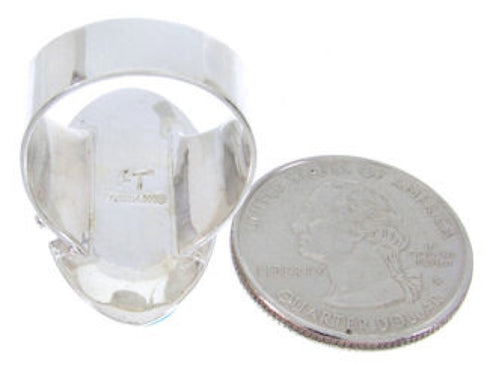 Genuine Sterling Silver Turquoise Inlay Ring Size 7-1/4 FX93617