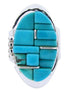 Silver Southwest Turquoise Inlay Jewelry Ring Size 5-1/2 YS68816