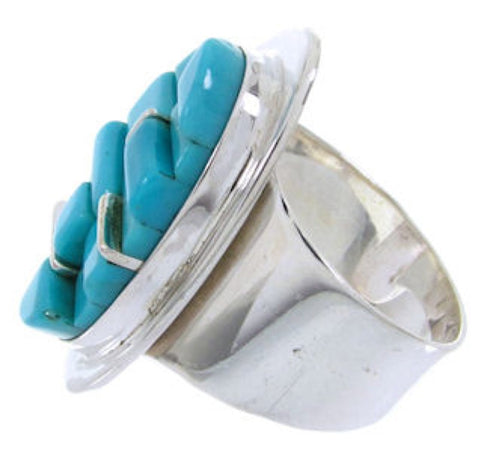 Silver Southwest Turquoise Inlay Jewelry Ring Size 5-1/2 YS68816