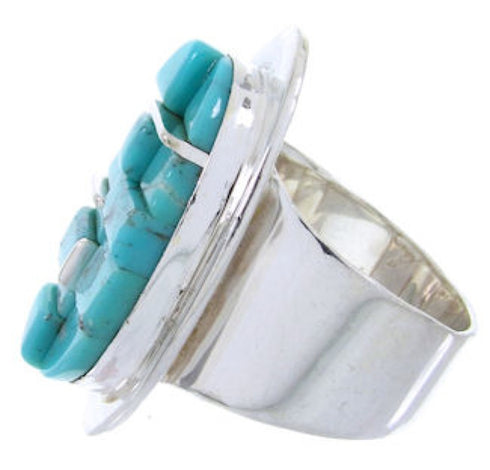 Turquoise Inlay Sterling Silver Jewelry Ring Size 7-1/4 YS68819