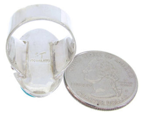 Turquoise Inlay And Silver Jewelry Ring Size 6-1/4 YS68821